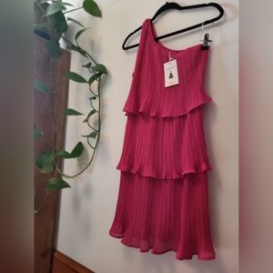 Pink Halter Tiered Cocktail Dress